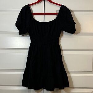 Altar'd State Black Puff Sleeve Mini Dress
